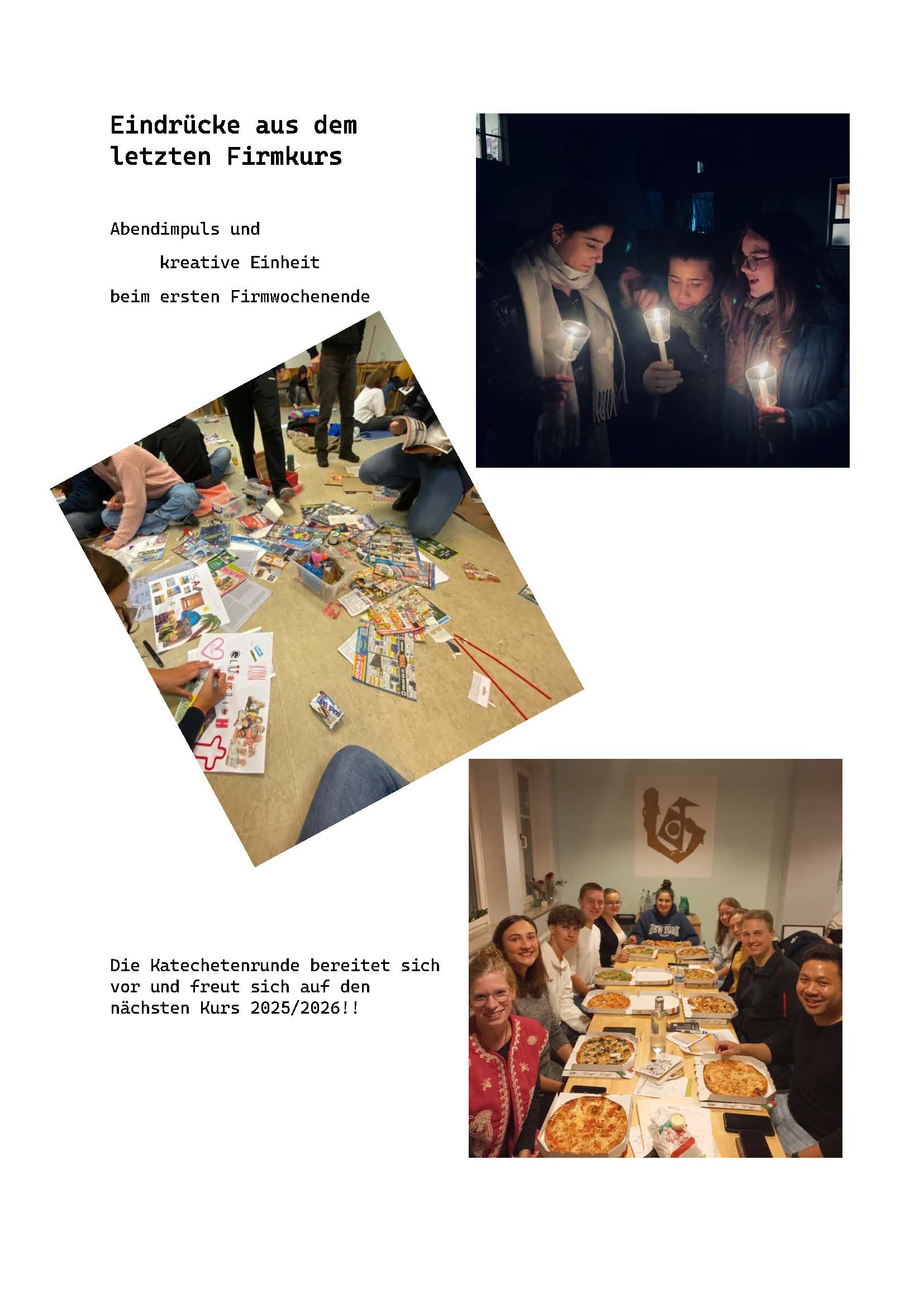 Eindrücke aus dem letzten Firmkurs 2025